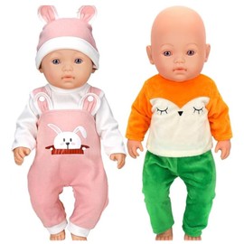 ebuddy 2 Sets Baby Doll Clothes Includes Romper Outfits Hat for 43 cm / 17 Inch Newborn Baby Dolls (Not a Doll)