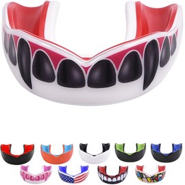 Oral Mart White/Red Adult Vampire Black Fangs Mouthguard for Sports