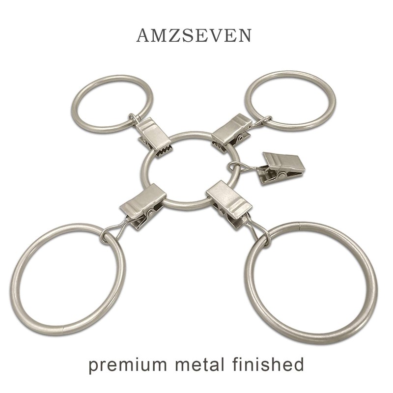 AMZSEVEN 40 Pack Metal Curtain Rings with Clips, Drapery Clips