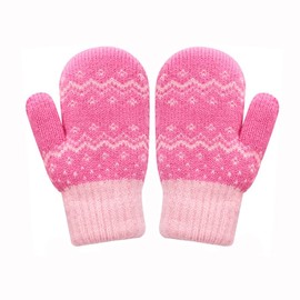 FGSS Kids Winter-Knit-Mittens Girls Boys Stretchy Warm Gloves Cute Snowflakes Gloves Outdoor Cold Weather
