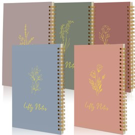 Gueevin 5 Pack Jumbo Lefty Handed Spiral Notebooks Aesthetic Notebook 11 x 9 Inches 160 Pages/ 80 Sheets Lefty Spiral Journal for Lefties Work Students School Office Supplies