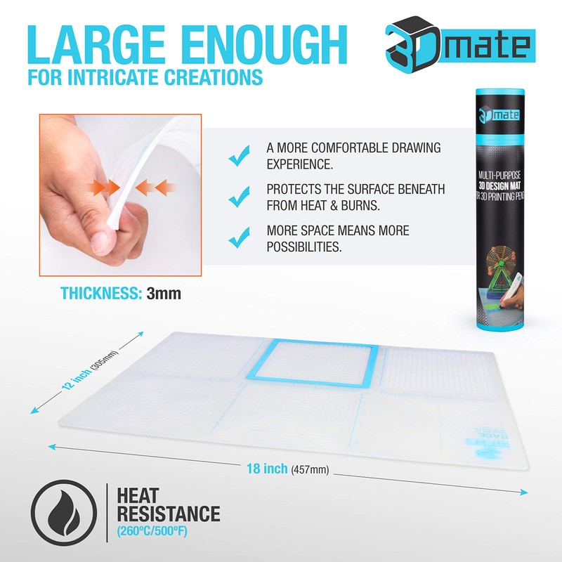 3Dmate Base - Transparent 3D Pen Mat 18 x 12