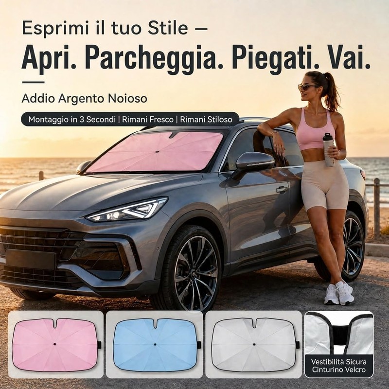 Zuquik Parasole per Auto a Ombrello 145 x 85cm con