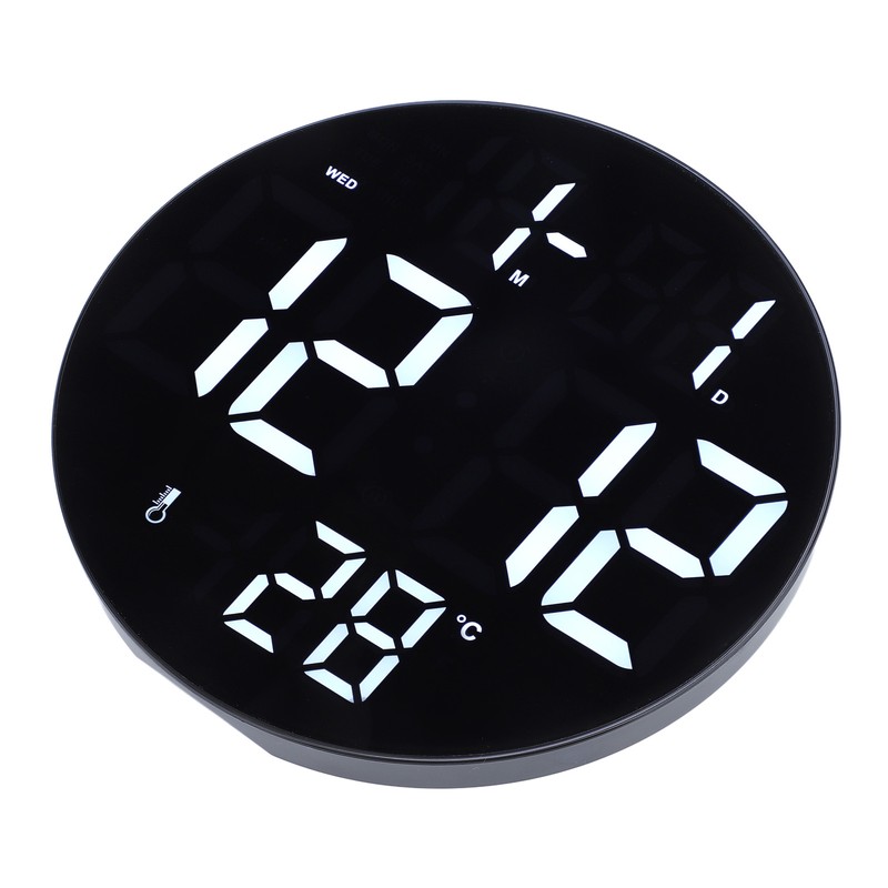 Round Digital Wall Clock 12 24Hr USB Powered Silent Modern