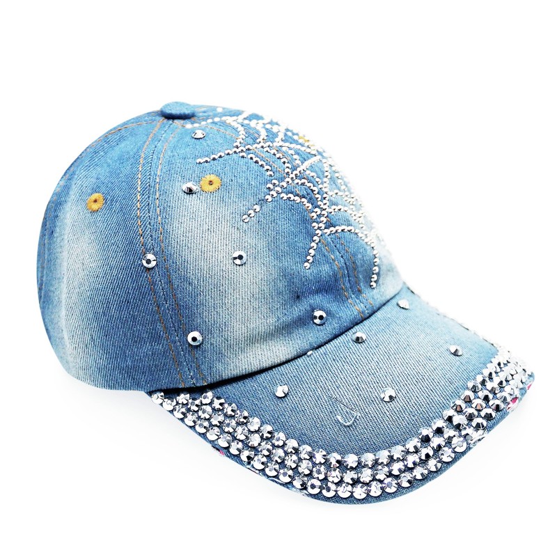 Topstyle Jeans Cap in Vintage Style with Star and Rhinestones,