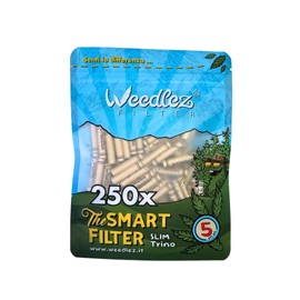 WEEDLEZ Aktivkohlefilter 5mm – SmartFilter Slim Trino | 250 Stück | Mit Zellulose, Keramik & Veganer Aktivkohle aus Kokosnussschalen | Sanfter Genuss ohne Verstopfen – weniger Schadstoffe