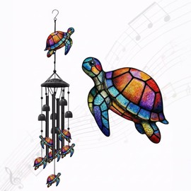 Sea Turtle Wind Chimes, Metal Outdoor Garden Decor, Memorial Gift