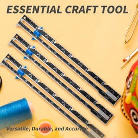 3 Pack Stainless Steel Sliding Gauge Sewing Ruler Ideal Measuring Tool for Quilting Knitting and Crafting Projects