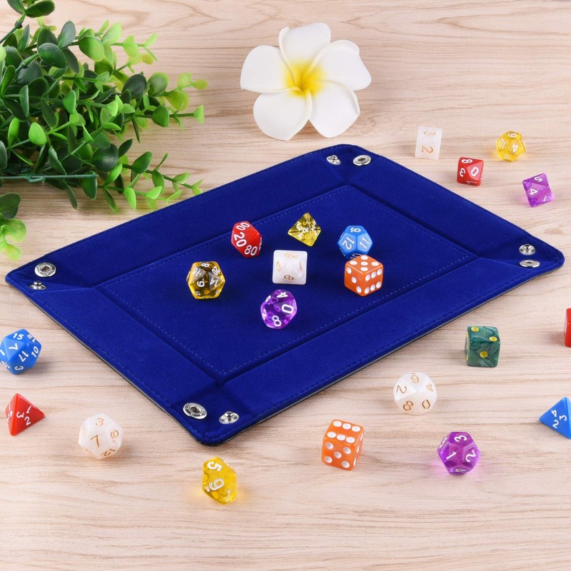 SIQUK Double Sided Dice Tray, Folding Rectangle PU Leather and