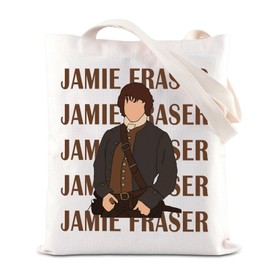 BAUNA TV Show Merchandise Inspired Tote Bag Jamie Fraser Lovers Canvas Fraser Ridge Clan Gift Scotland Sassenach Gift for Fans, jamie tote