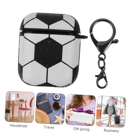 DOITOOL 1pc Pu Leather Earphone Case Earphone Sleeve of Appearance Earphone Carrying Case Football Earbuds Case Earphone Cover Wirelesss Headphones Earphone Skin Simple Headphone Sleeve