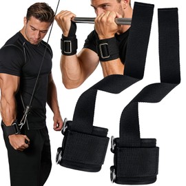 Lifting Straps, 2 in 1 Wrist Straps for Weightlifting, Muscle Training, Lifting Straps for Beginners to Professionals, Ankle Straps with Anti-Slip Pads for Both Hands, Men and Women, One Size Fits