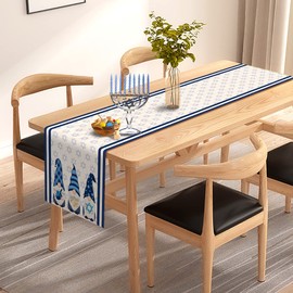 Hanukkah Gnome Table Runner Chanukah Menorah Star of David Table Decor Jewish Holiday Party Kitchen Dining Home Decorations
