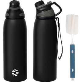 Fjbottle Stainless Steel Water Bottle 600ml/800ml/1L/1.5L with Magnetic Lid, BPA Free Insulated Water Bottle, Sports Metal Hot&Cold Drinks Vacuum Flask Leak-Proof for Gym, Work, Travel