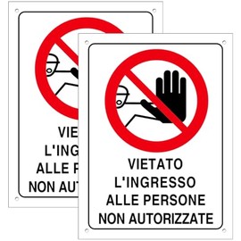 Schild Betreten verboten für Personen, die nicht zugelassen sind, 2 Stück - 20 x 30 cm - sehr robustes PVC - vorgebohrte Löcher - Wasserdicht, sonnenbeständig, nicht leicht verformbar (Schilder-23)
