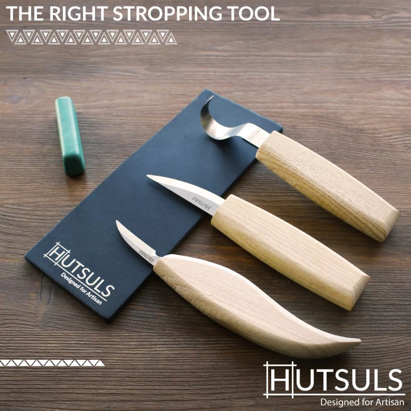 HUTSULS Leather Strop Honing Sharpener Knife Chisel Stropping Polishing Compound