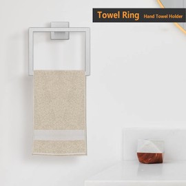 JOPOFI Towel Ring - Thicken SUS 304 Stainless Steel Hand Towel Holder for Bathroom, Square Modern Design, Contemporary Hand Towel Bar - Brushed Nickel