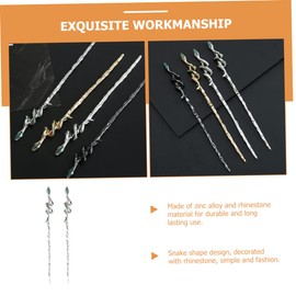Gatuida 2pcs Vintage Snake Hair Sticks with Rhinestone Detail Elegant Minimalist Hair Accessories for Women for Parties Weddings and Everyday Use