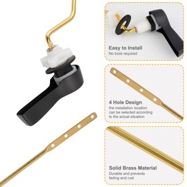 Hibbent 2 Pack Universal Metal Side Mount Toilet Handle Replacement Kit, Brass Toilet Flush Tank Lever with 2 Pieces Stainless Steel Flapper Chains for Most Toilets, Oil-Rubbed Bronze