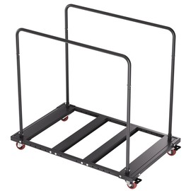 INNOVART Folding Table Cart, Black Table Rack for 60” Round Tables and Oblong Tables, Heavy Duty Table Trolley Desk Trolley, Metal Frame Rolling Caster, Party Event Hotel Furniture, 10 Table Capacity