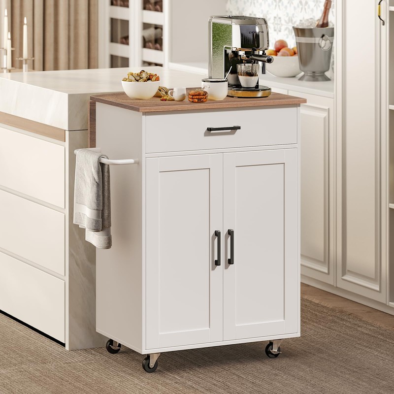MAHANCRIS Kitchen Island on Wheels with Drop Leaf, Folding Countertop