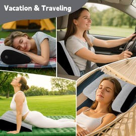 Portable Inflatable Wedge Pillow for Traveling - 2 Pack Body Positioner for Body Support,18in Adjustable Sleeping Cushion,Lightweight Bed Leg Elevation Partner Support Camping Pillows,Fast Inflation