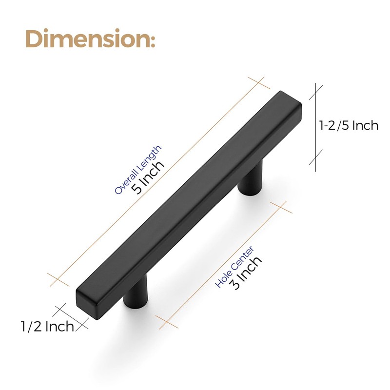 Ravinte 30 Pack 3 Inch Cabinet Pulls Black Sqaure Kitchen
