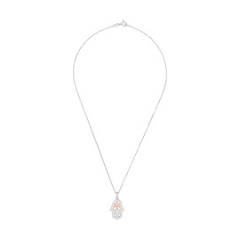 Amor 2022401 Women's Necklace with Pendant 925 Sterling Silver with Synthetic Zirconia 45 cm Bi-Colour Hamsa Hand Comes in Jewellery Gift Box, Sterling Silver, Cubic Zirconia