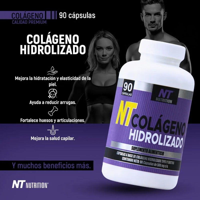 Colageno Hidrolizado. 90 Caps. Nt Nutrition. Sabor Natural