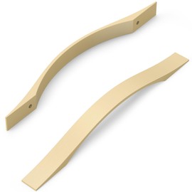 FURNIWARE Pack of 10 Brass Kitchen Handles, D-Shape Drawer Pulls 160mm(6.3 Inch) Hole Center, Hardware Modern Kitchen Cabinet Door Handles, for Kitchen and Bathroom Cabinets Cupboard