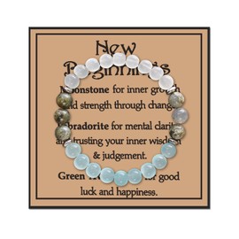 Crystal Bracelet Gift for New Beginnings, New Beginnings Gifts for Women Farewell Going Away Gifts for Coworker, Encouragement Gift for Friends, Labradorite Moonstone Bracelet, Good Luck Gifts