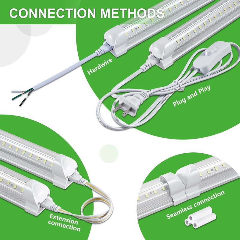 Skymoatled 8Pack 4FT LED Shop Light Garage Lights,50W 6000K 7500LM