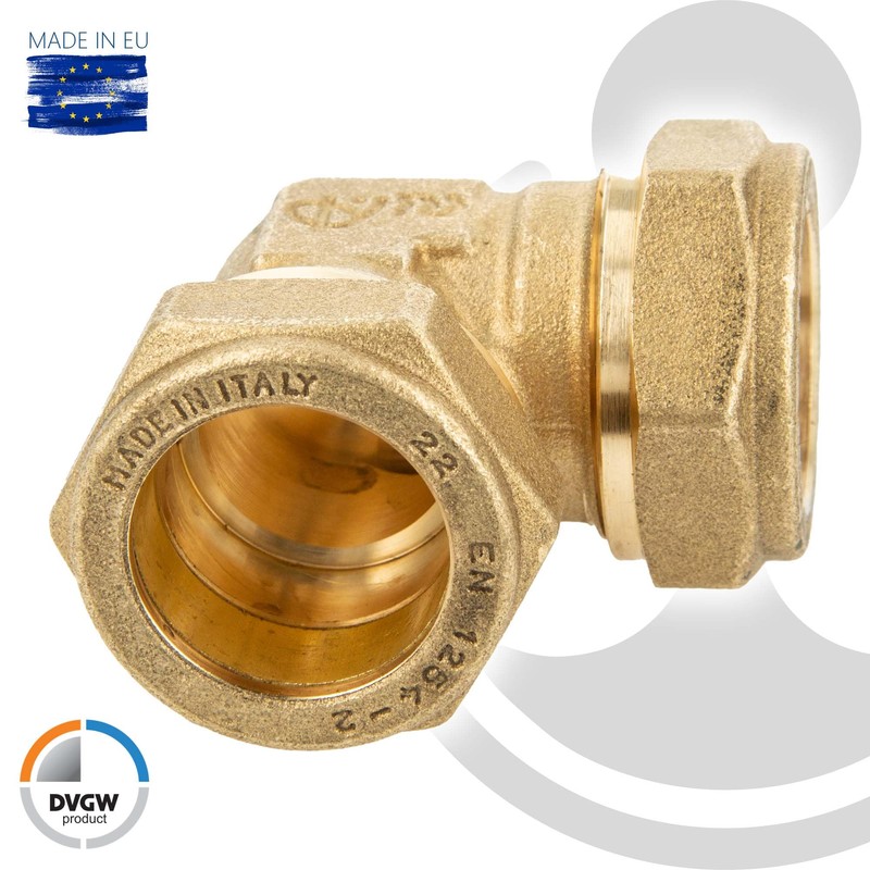 MS Clamping Ring Connector Angle 90° Screw Connection 22 x