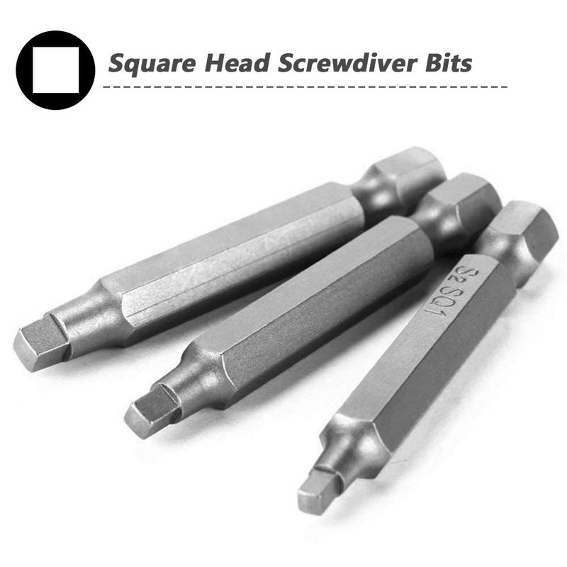 Mesee 50mm Square Head Screwdriver Bit Set with 1/4 Inch
