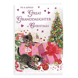 Piccadilly Greetings Regal Publishing C85418 Traditional Christmas Card Great Granddaughter ,pink|red|brown|white,9 x 6 inches