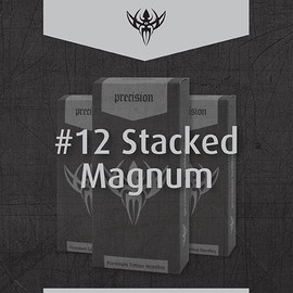 Precision Needles, Tattoo Needles #12 (0.35mm) Magnum Stacked 2mm Long Taper, 7 Point Model 1207M2, Box of 50
