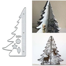 3D Christmas Tree Metal Die Cuts, 3D Christmas Tree Metal Cutting Dies Cut Stencils Card Paper Craft DIY Template Metal Cutting Dies Album Embossing Paper Dies for Card Making Scrapbooking