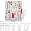 Hnmdmyi Christmas Shower Curtain, 180 x 200 cm, Red, Grey,