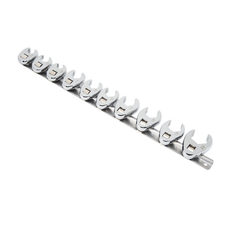 10pcs Crows Foot Wrench Set 10mm to 22mm Sizes Metric