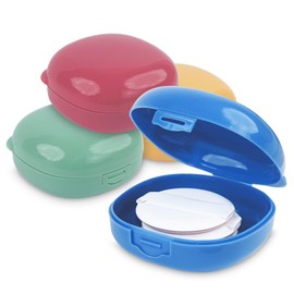 Etenpo 4 Packs Cotton Round Holder Travel, Hair Tie Container, Multiple Colors, Travel Qtip Holder, Suitable for Makeup Remover Cotton Balls, Organizer for Collecting Small Items, Jewelry(3.5 x 1.7in)