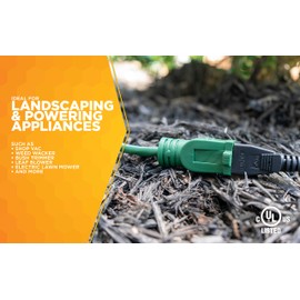 Woods Yard Master Extension Cord - Flexible Power for Patio & Landscape Use - Light Duty - SJTW Extension - 16 Gauge - 3 Prong - Green - 80 Foot