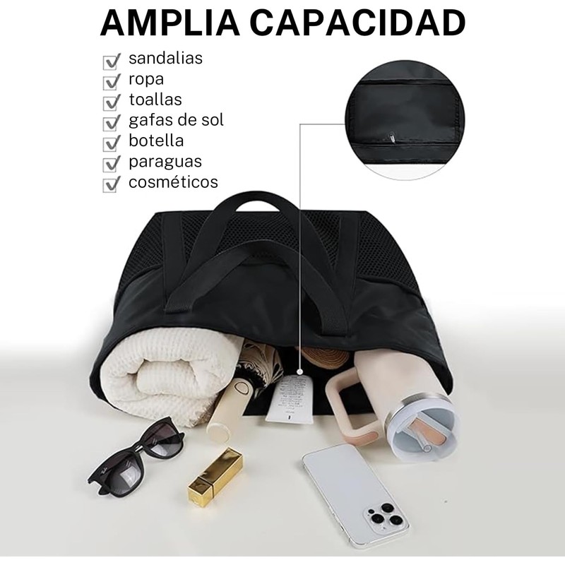 Bolso de Mano Para Mujer,Bolso de Viaje,Bolsa de Playa Plegable