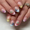 Short Press on French Tip Nails Almond Shape Cute Summer