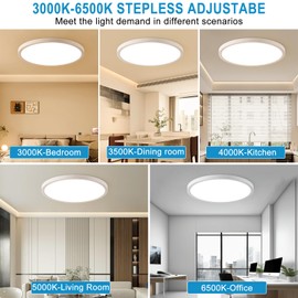 MOSSCO Dimmable 20 inch Large Flush Mount LED Ceiling Light, 43W, 3200LM, 3000K-6500K, Round Flat Panel Light for Living Room, Bedroom, Kitchen (White, 1PK)