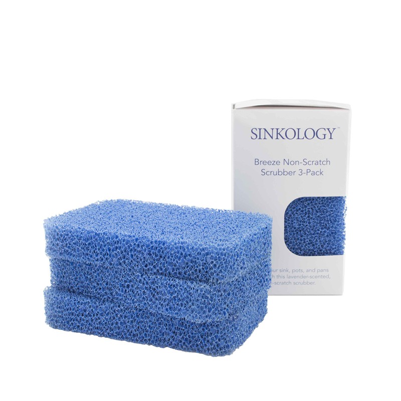 Sinkology SSCRUB-101-3 Breeze Non-Scratch and Odor Resistant Silicone Scrubber Package