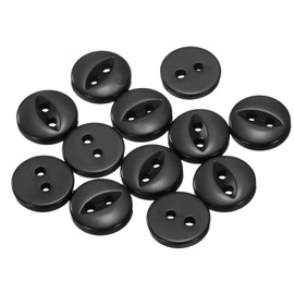 HARFINGTON 12 botones de costura redondos negros de 16 L, 10 mm, 3/8 pulgadas, botón de repuesto para manualidades, pantalones, falda, botones de cierre