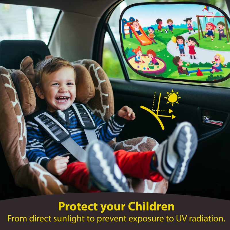Car Sun Shade for Kids - Foldable Cling UV Blocker