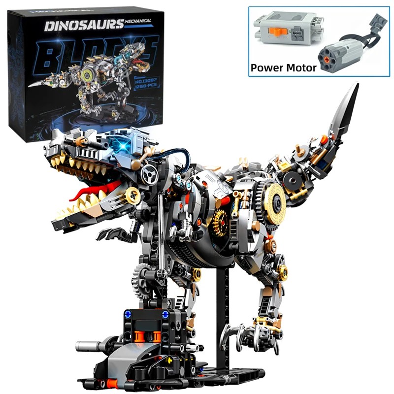 Mechanical T-Rex Dinosaur Building Blocks for DIY Model Building –