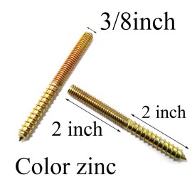 Pro Bamboo Kitchen 8pcs Self-Tapping Screw Hanger Bolts 3/8"-16 x 4" Hanger Bolts Double Headed Bolts for Furniture Wood Joint