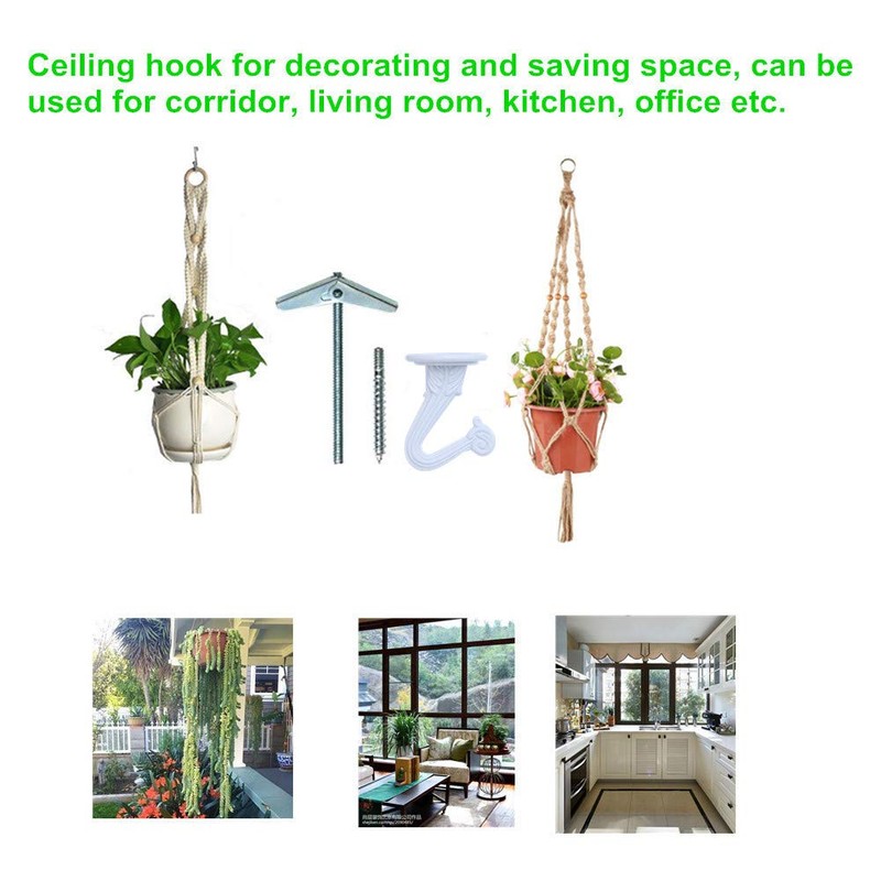 LIFEUNITE 8 Sets Ceiling Hooks for Hanging Plants, White Heavy